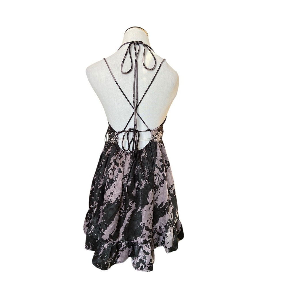 Fairy Grunge Star Embroidered Halter Mini Dress Size M Tie Dye Whimsygoth Witchy - Picture 4 of 14